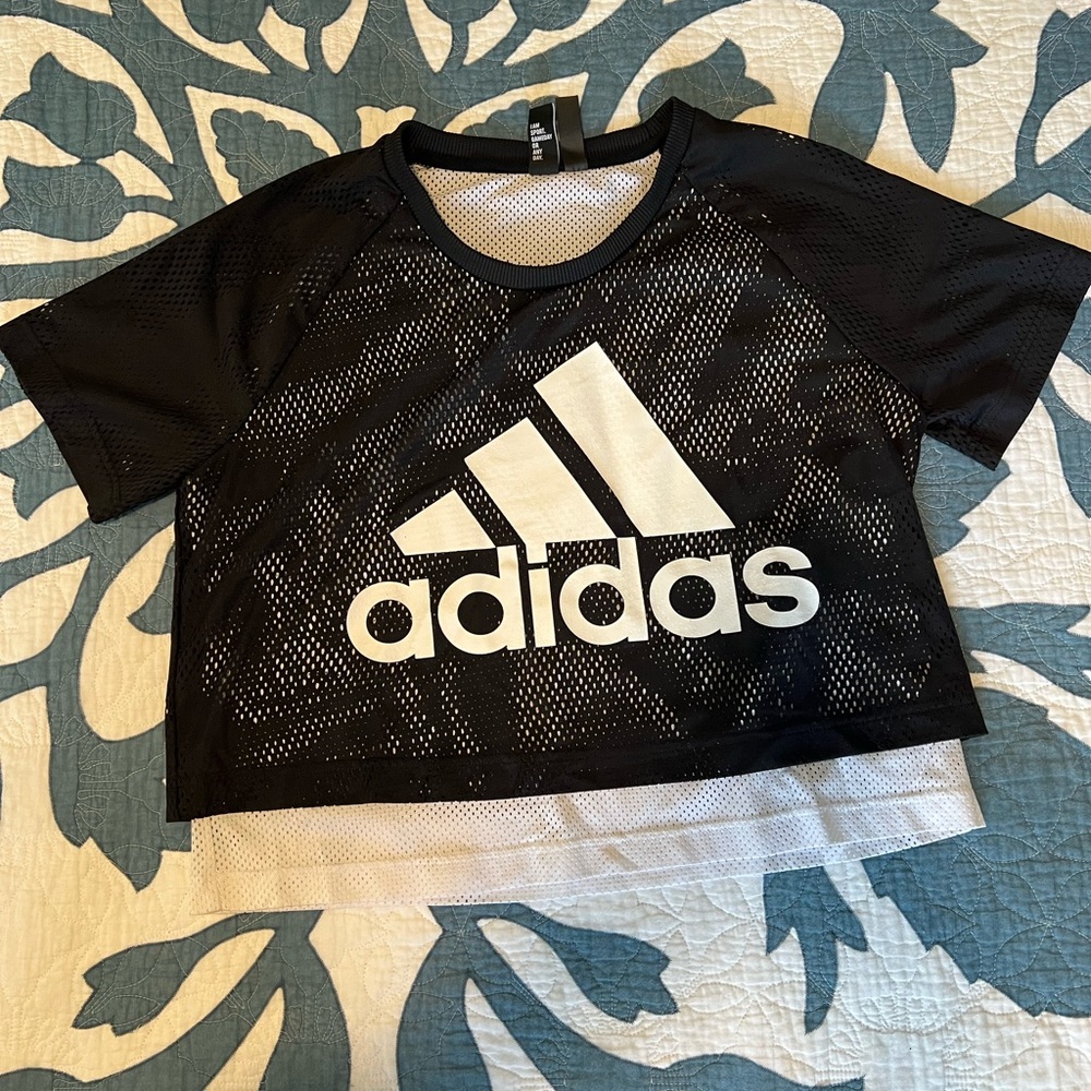 Adidas Kids Black and White Logo Tee